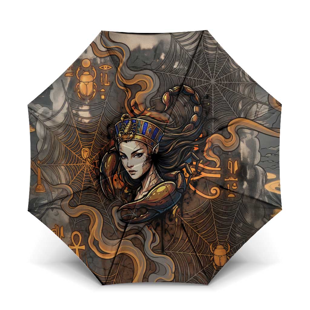Serket Egyptian Umbrella Jeweled Scorpion and Cobweb Motif in Mystical Egyptian