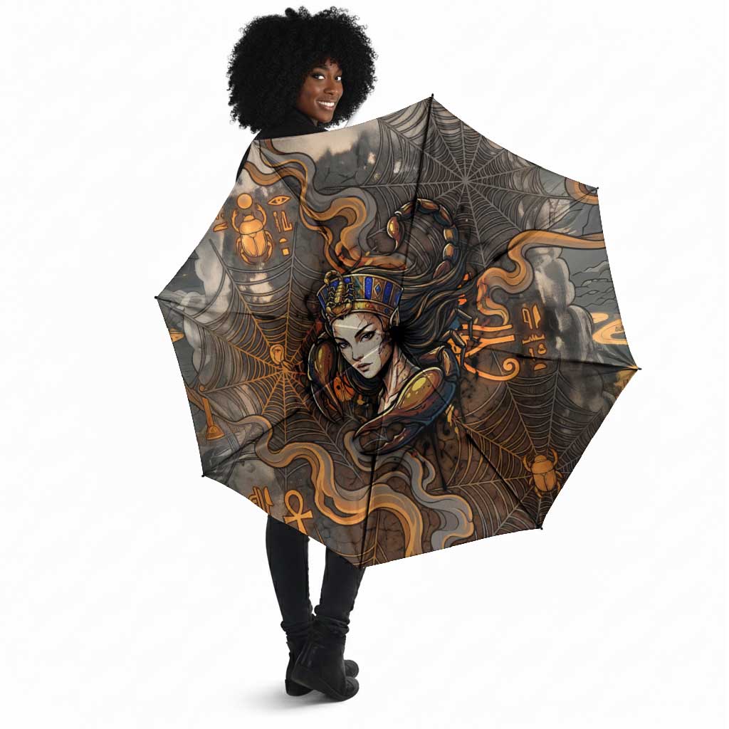 Serket Egyptian Umbrella Jeweled Scorpion and Cobweb Motif in Mystical Egyptian