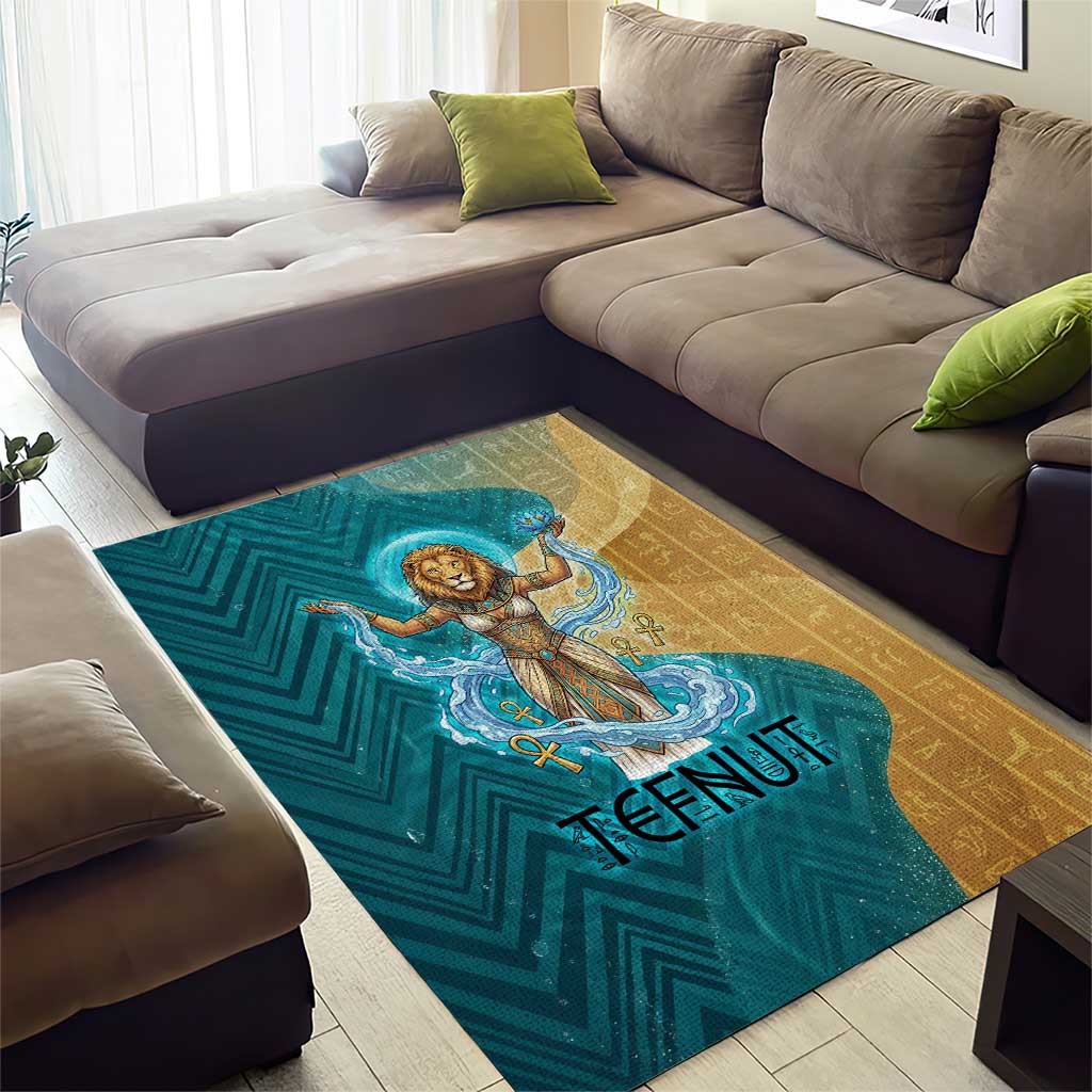 Tefnut Ancient Egyptian Area Rug with Water Drop and Lion Symbol