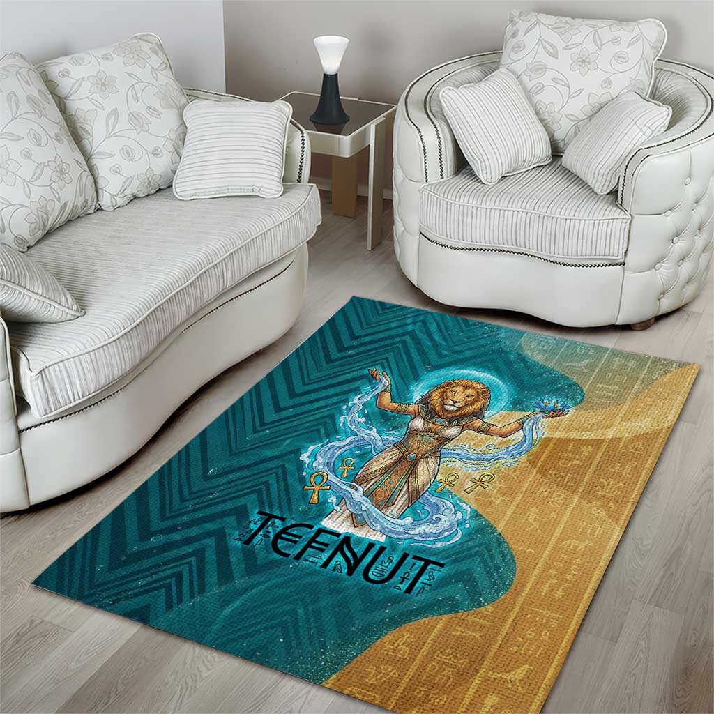 Tefnut Ancient Egyptian Area Rug with Water Drop and Lion Symbol