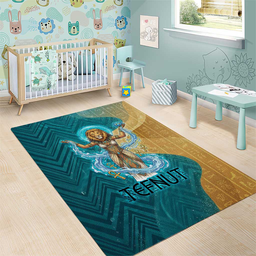Tefnut Ancient Egyptian Area Rug with Water Drop and Lion Symbol