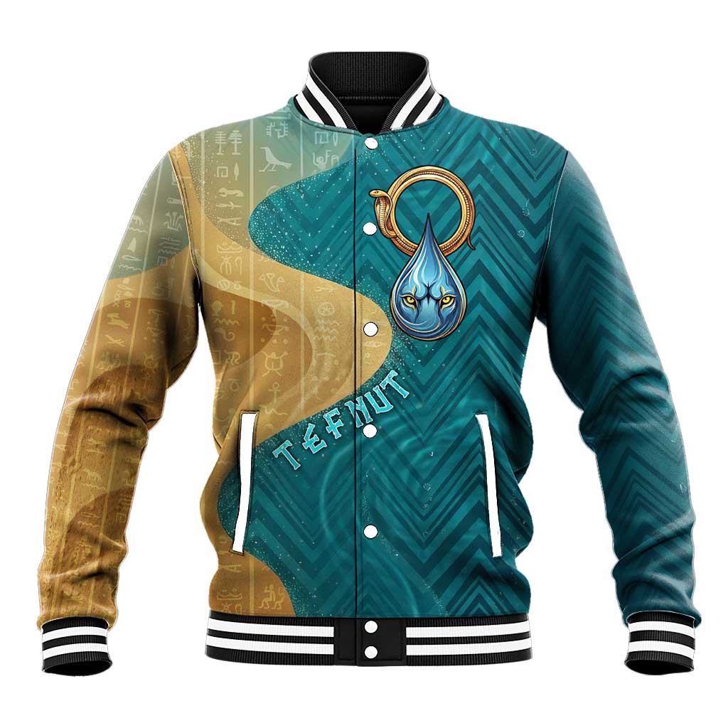 Tefnut Ancient Egyptian Baseball Jacket with Water Drop and Lion Symbol