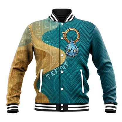 Tefnut Ancient Egyptian Baseball Jacket with Water Drop and Lion Symbol