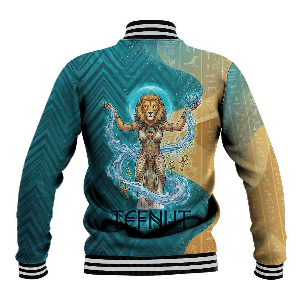 Tefnut Ancient Egyptian Baseball Jacket with Water Drop and Lion Symbol