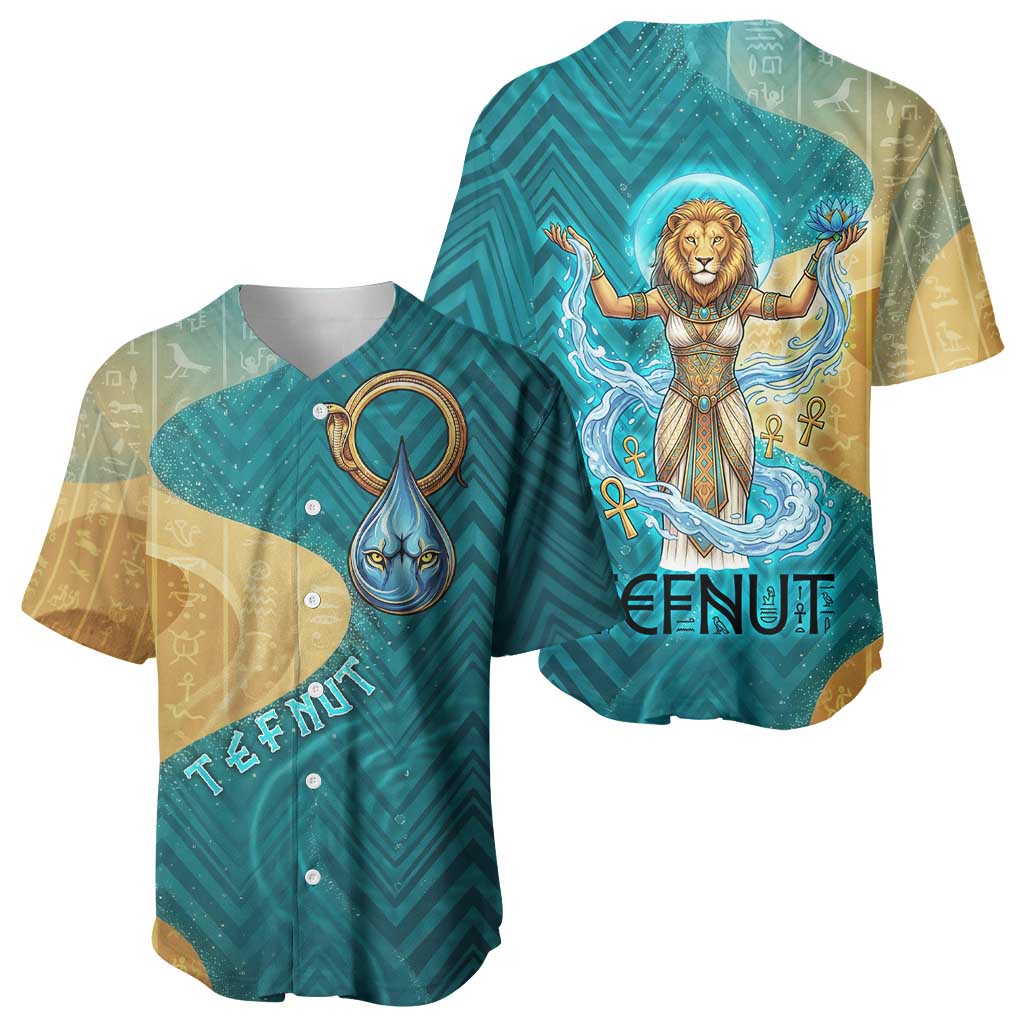 Tefnut Ancient Egyptian Baseball Jersey with Water Drop and Lion Symbol