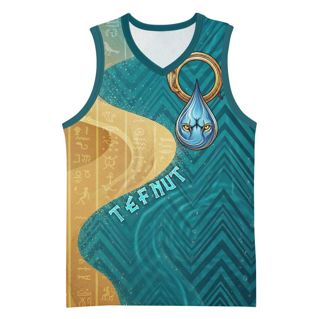 Tefnut Ancient Egyptian Basketball Jersey with Water Drop and Lion Symbol