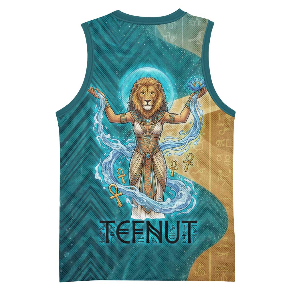 Tefnut Ancient Egyptian Basketball Jersey with Water Drop and Lion Symbol