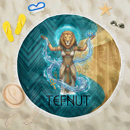 Tefnut Ancient Egyptian Beach Blanket with Water Drop and Lion Symbol