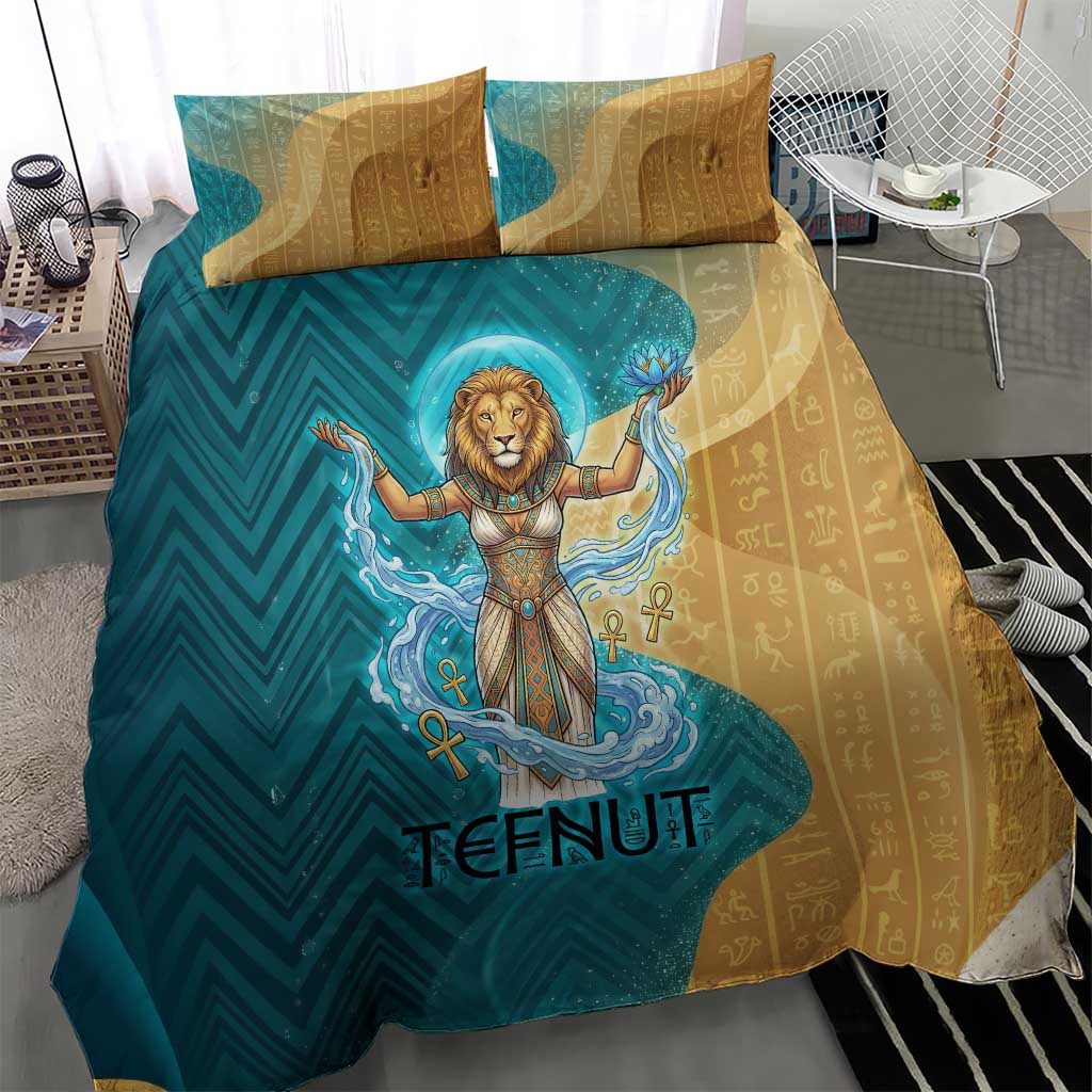 Tefnut Ancient Egyptian Bedding Set with Water Drop and Lion Symbol