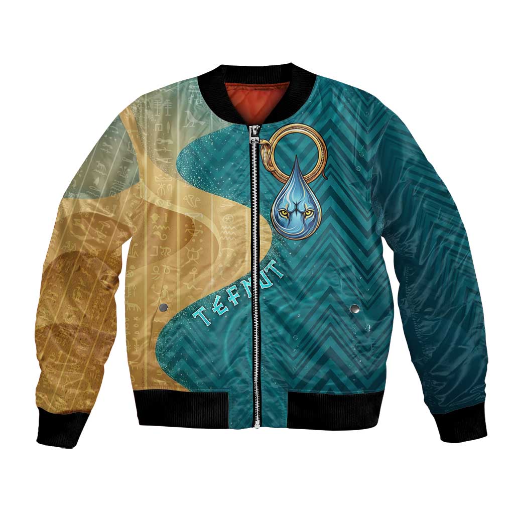 Tefnut Ancient Egyptian Bomber Jacket with Water Drop and Lion Symbol