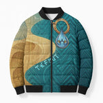 Tefnut Ancient Egyptian Bomber Puffer Jacket with Water Drop and Lion Symbol