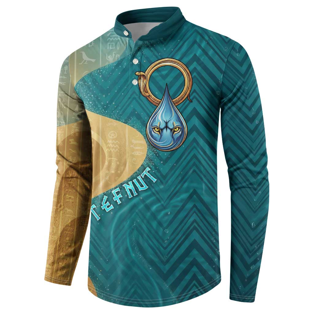 Tefnut Ancient Egyptian Button Sweatshirt with Water Drop and Lion Symbol