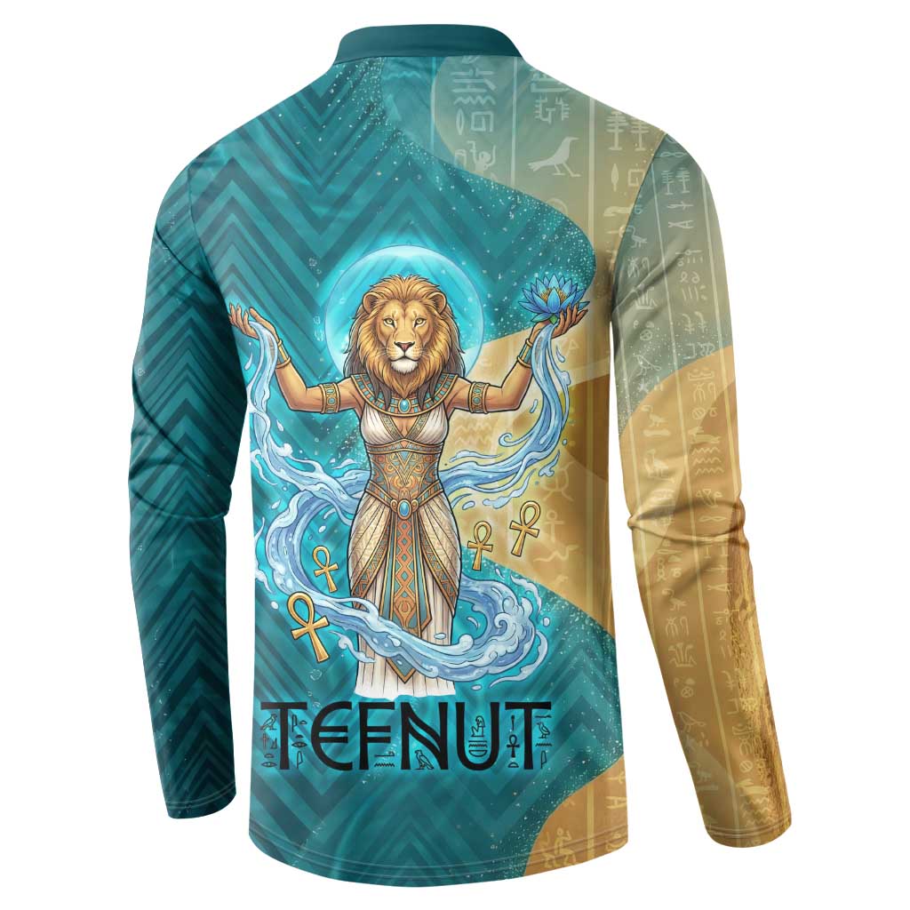 Tefnut Ancient Egyptian Button Sweatshirt with Water Drop and Lion Symbol