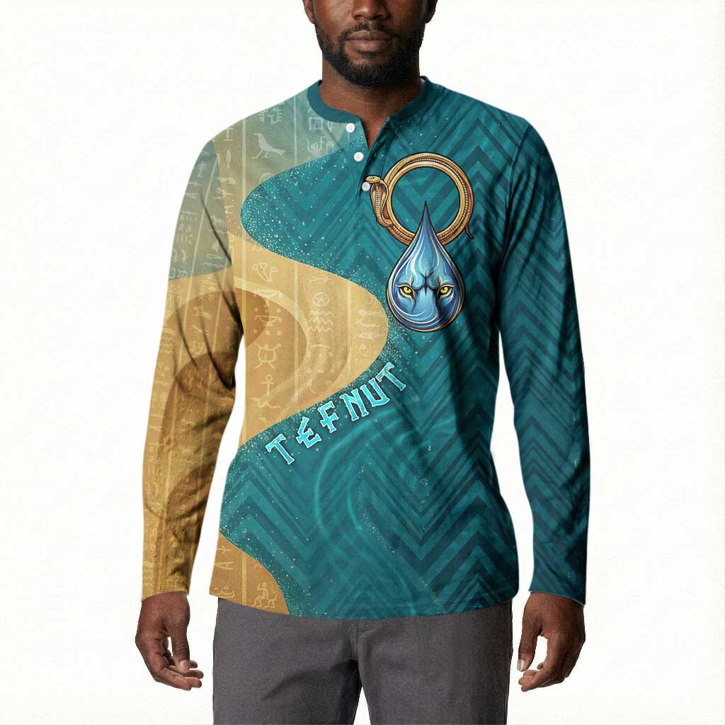 Tefnut Ancient Egyptian Button Sweatshirt with Water Drop and Lion Symbol