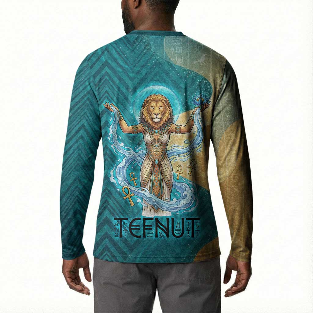 Tefnut Ancient Egyptian Button Sweatshirt with Water Drop and Lion Symbol