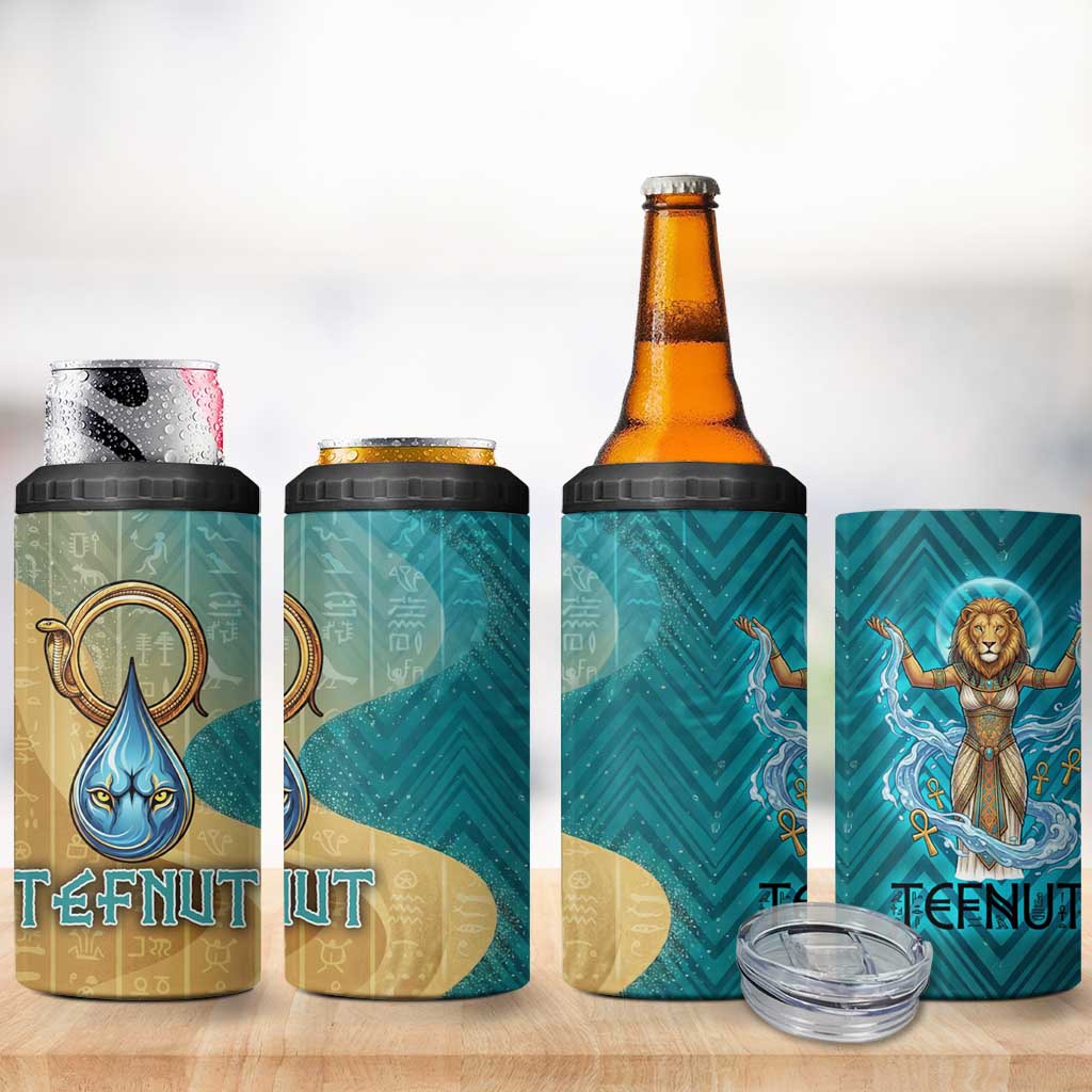 Tefnut Ancient Egyptian 4 in 1 Can Cooler Tumbler with Water Drop and Lion Symbol