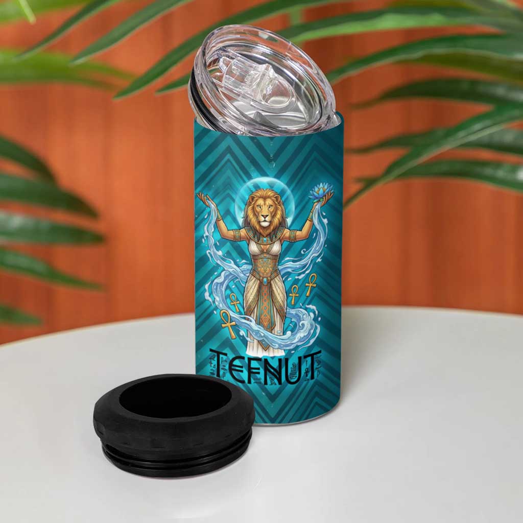 Tefnut Ancient Egyptian 4 in 1 Can Cooler Tumbler with Water Drop and Lion Symbol