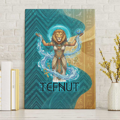 Tefnut Ancient Egyptian Canvas Wall Art with Water Drop and Lion Symbol