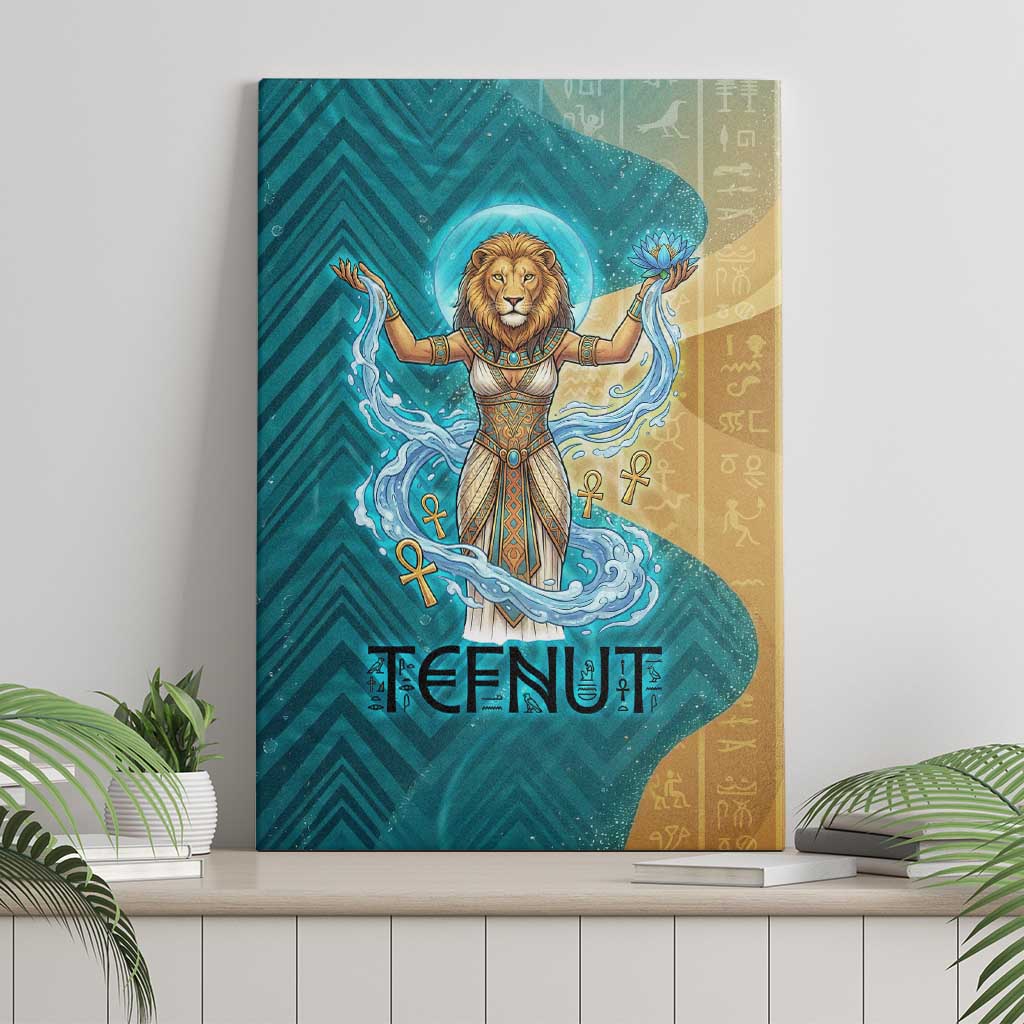 Tefnut Ancient Egyptian Canvas Wall Art with Water Drop and Lion Symbol