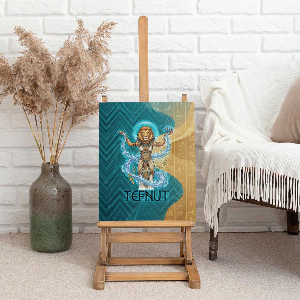 Tefnut Ancient Egyptian Canvas Wall Art with Water Drop and Lion Symbol