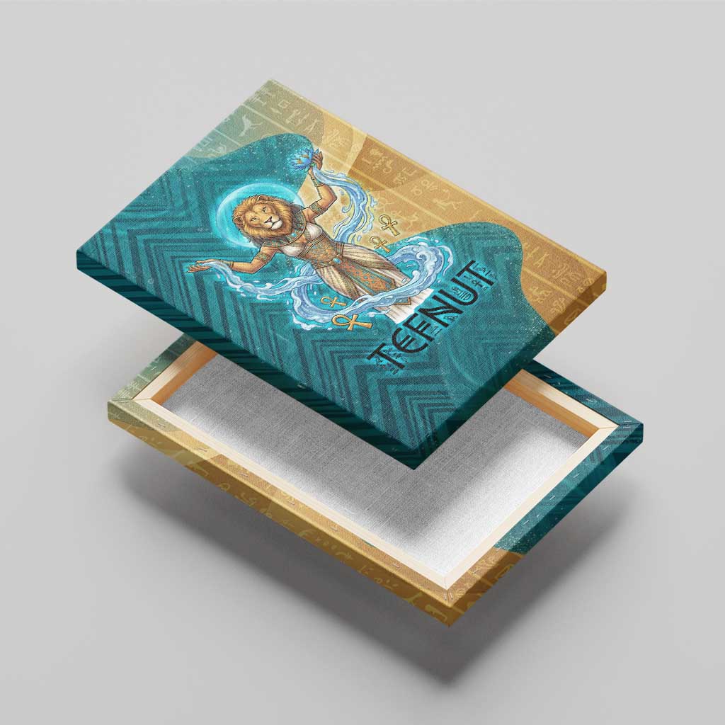 Tefnut Ancient Egyptian Canvas Wall Art with Water Drop and Lion Symbol