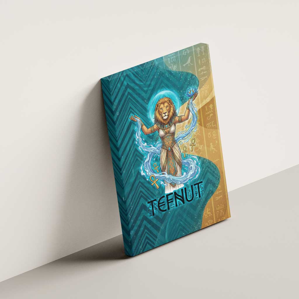 Tefnut Ancient Egyptian Canvas Wall Art with Water Drop and Lion Symbol