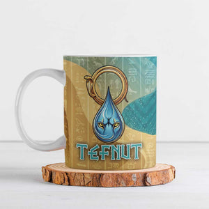 Tefnut Ancient Egyptian Ceramic Mug with Water Drop and Lion Symbol