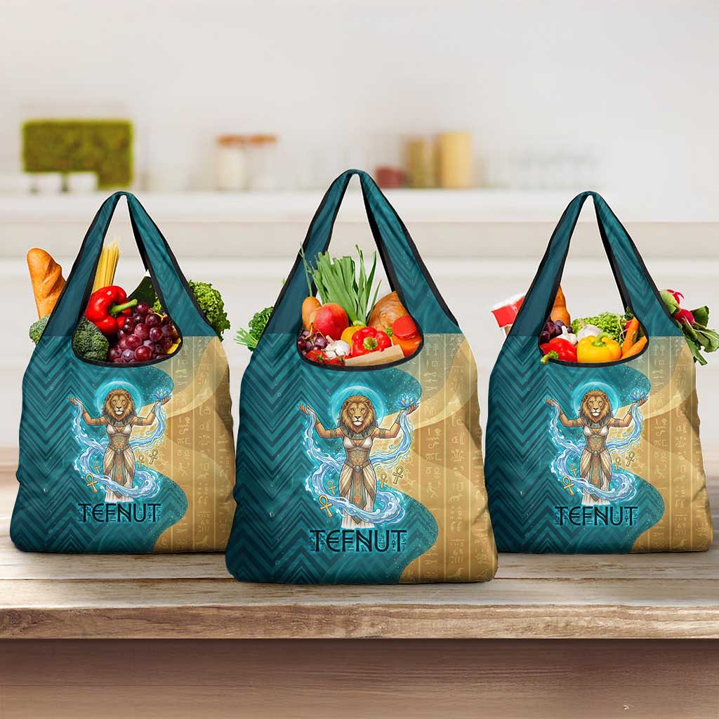 Tefnut Ancient Egyptian Grocery Bag with Water Drop and Lion Symbol