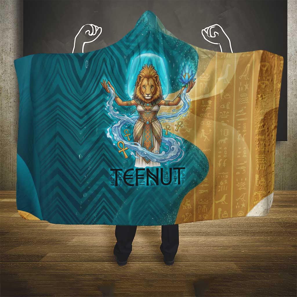 Tefnut Ancient Egyptian Hooded Blanket with Water Drop and Lion Symbol