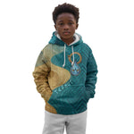 Tefnut Ancient Egyptian Kid Hoodie with Water Drop and Lion Symbol