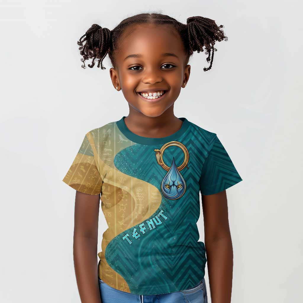 Tefnut Ancient Egyptian Kid T shirt with Water Drop and Lion Symbol