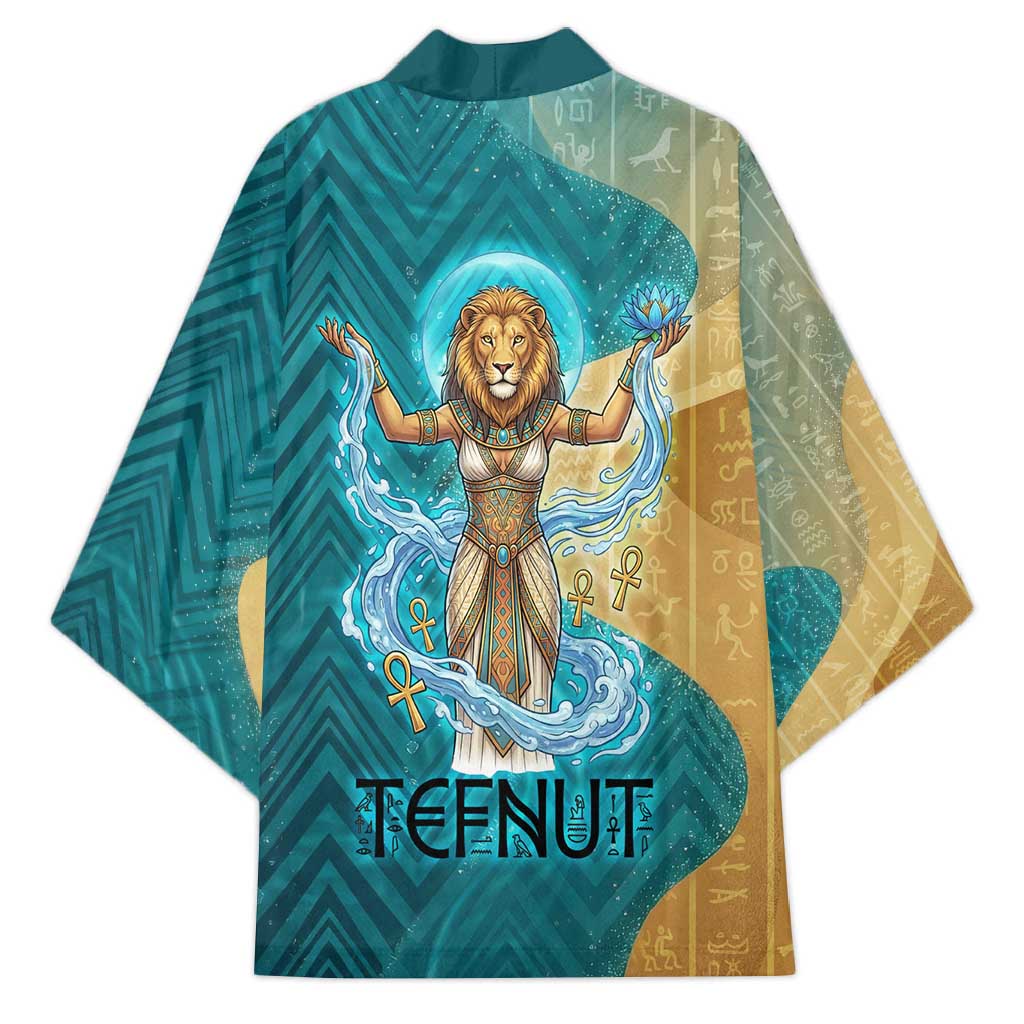 Tefnut Ancient Egyptian Kimono with Water Drop and Lion Symbol