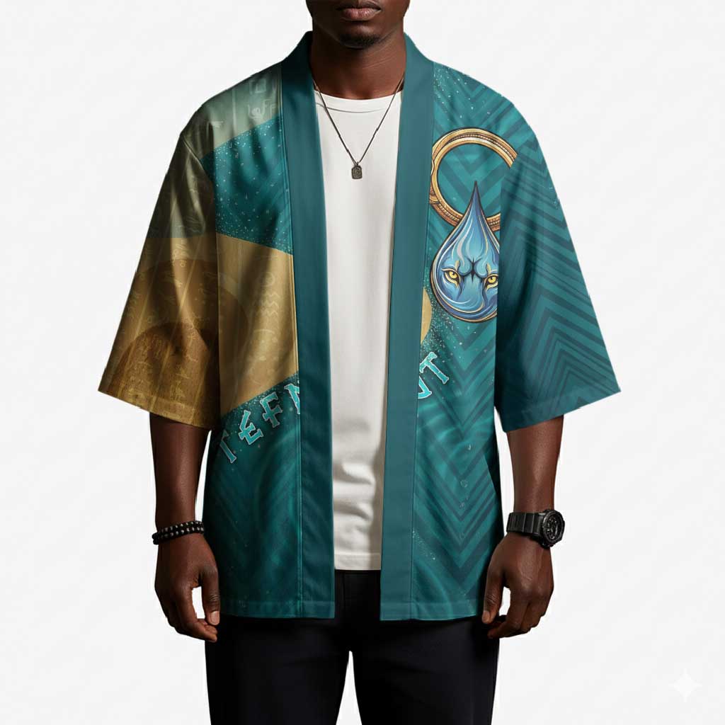 Tefnut Ancient Egyptian Kimono with Water Drop and Lion Symbol
