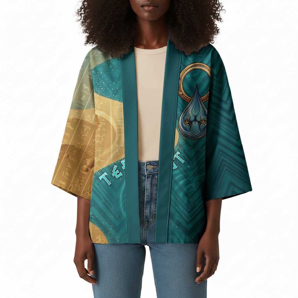 Tefnut Ancient Egyptian Kimono with Water Drop and Lion Symbol