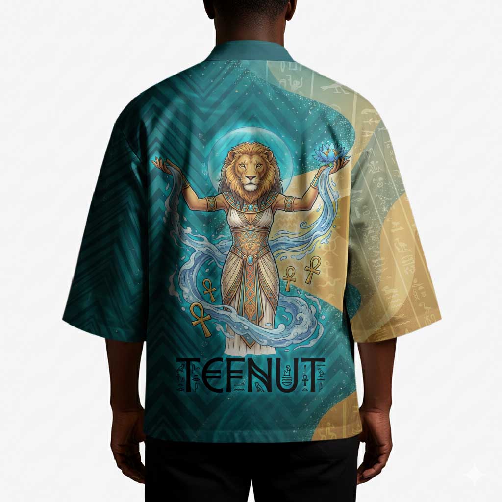 Tefnut Ancient Egyptian Kimono with Water Drop and Lion Symbol