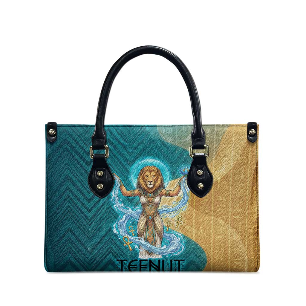 Tefnut Ancient Egyptian Leather Bag with Water Drop and Lion Symbol