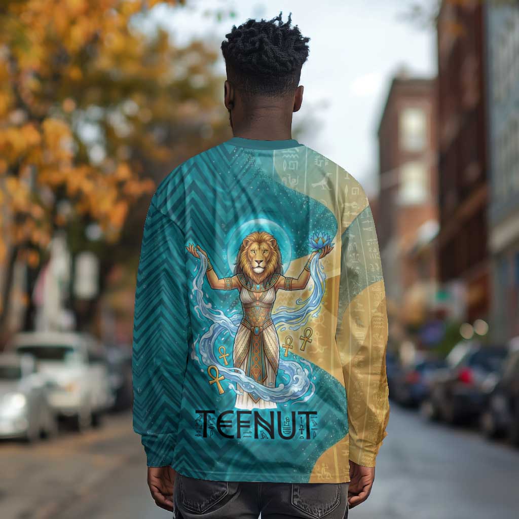 Tefnut Ancient Egyptian Long Sleeve Shirt with Water Drop and Lion Symbol