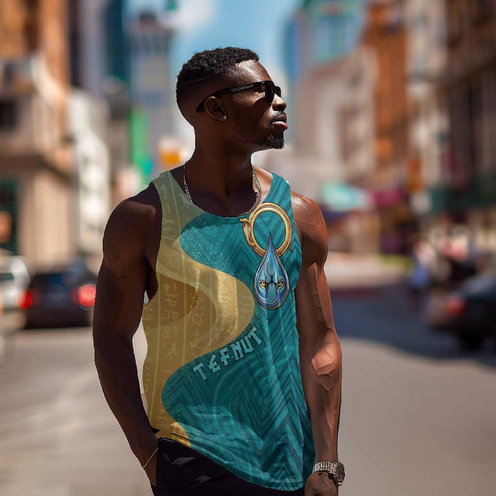 Tefnut Ancient Egyptian Men Tank Top with Water Drop and Lion Symbol