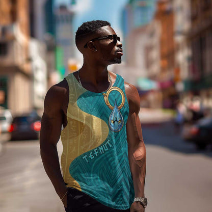 Tefnut Ancient Egyptian Men Tank Top with Water Drop and Lion Symbol