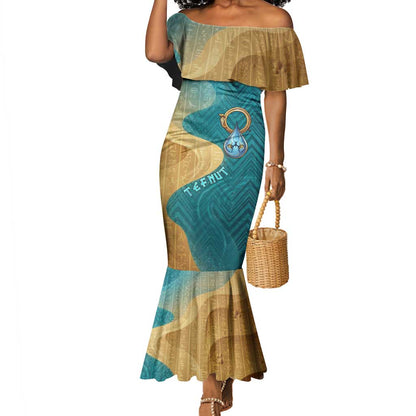 Tefnut Ancient Egyptian Mermaid Dress with Water Drop and Lion Symbol