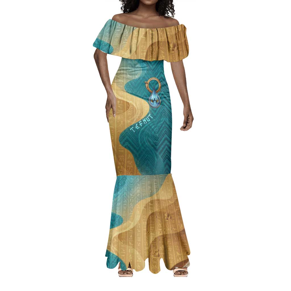 Tefnut Ancient Egyptian Mermaid Dress with Water Drop and Lion Symbol