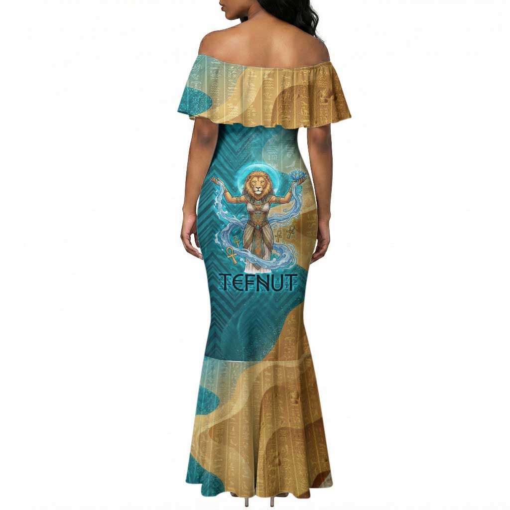 Tefnut Ancient Egyptian Mermaid Dress with Water Drop and Lion Symbol