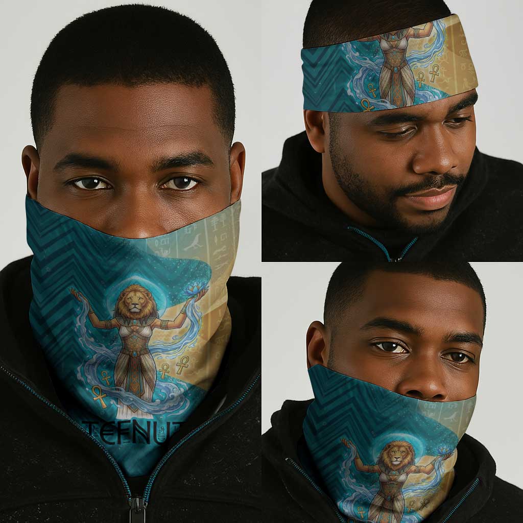 Tefnut Ancient Egyptian Neck Gaiter with Water Drop and Lion Symbol