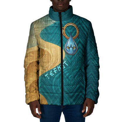 Tefnut Ancient Egyptian Padded Jacket with Water Drop and Lion Symbol