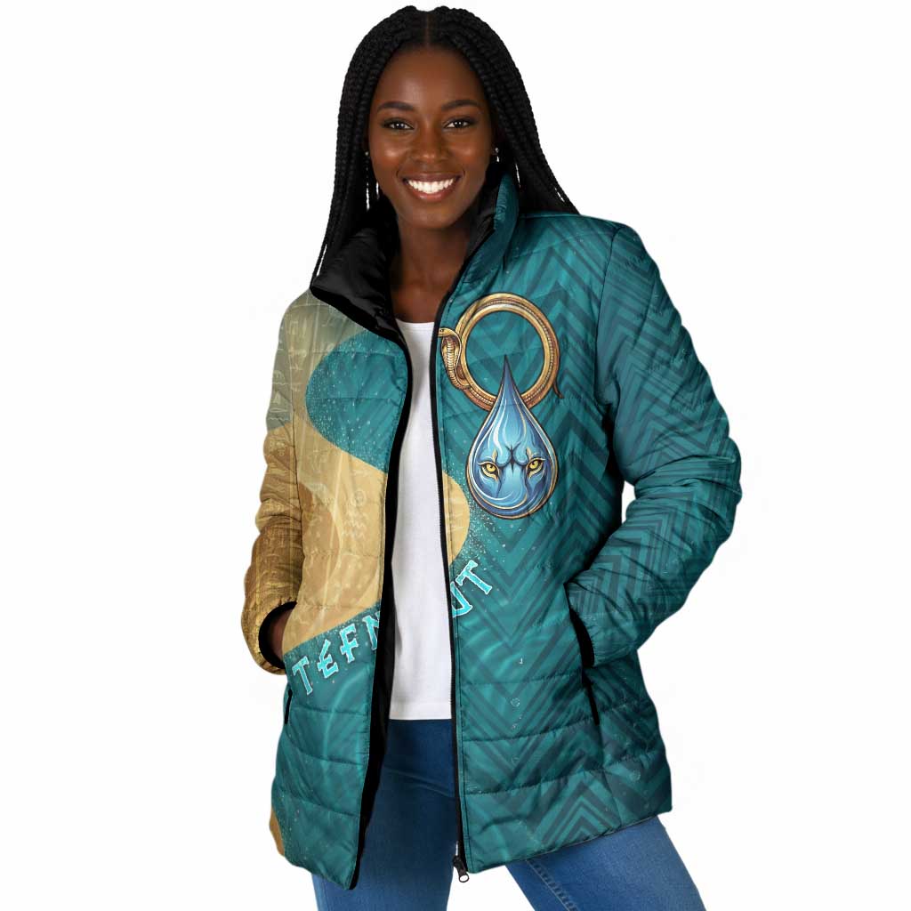 Tefnut Ancient Egyptian Padded Jacket with Water Drop and Lion Symbol