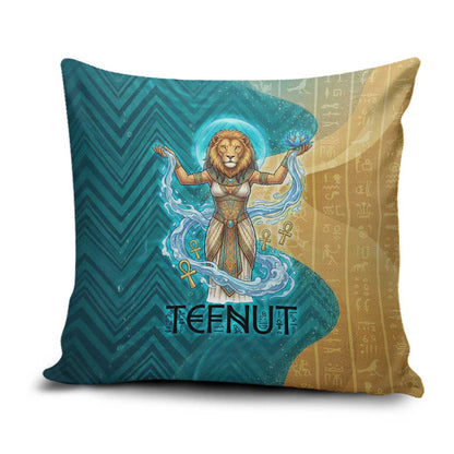 Tefnut Ancient Egyptian Pillow Cover with Water Drop and Lion Symbol