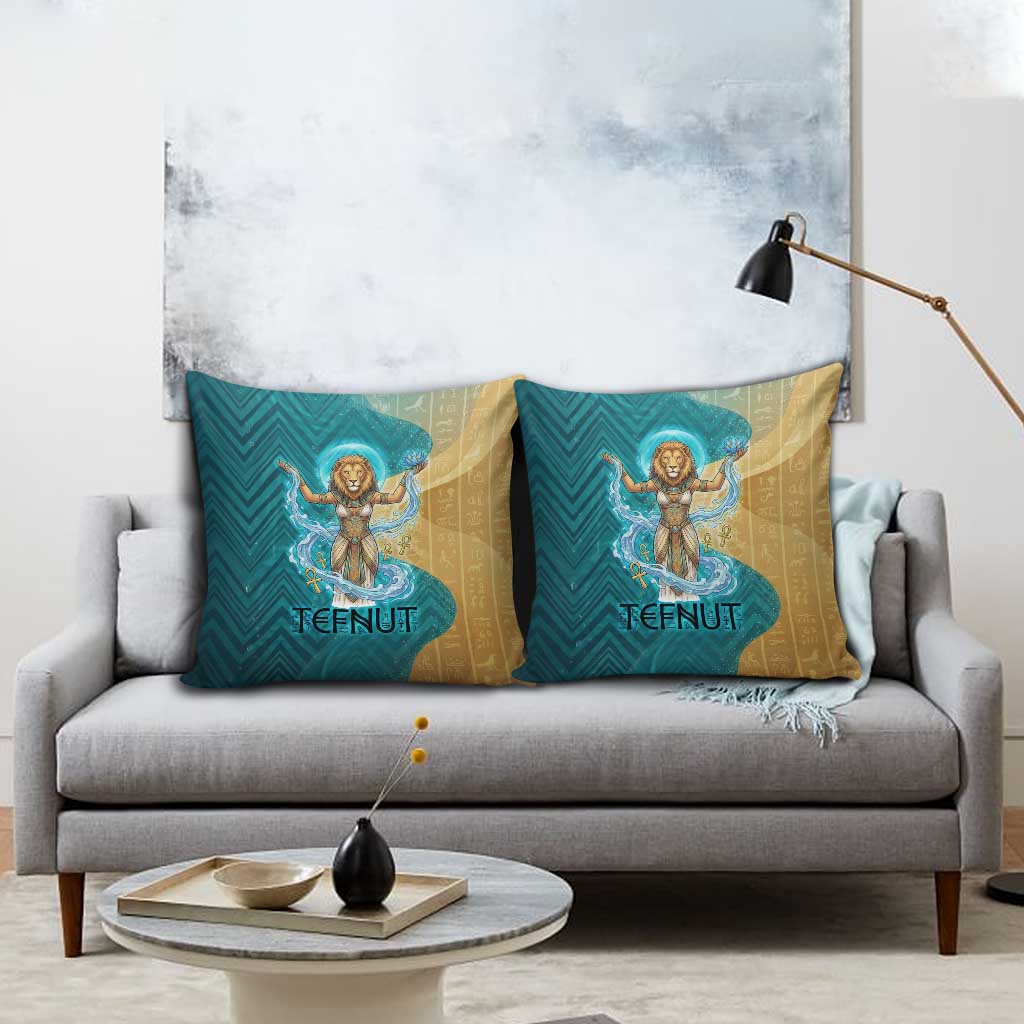 Tefnut Ancient Egyptian Pillow Cover with Water Drop and Lion Symbol