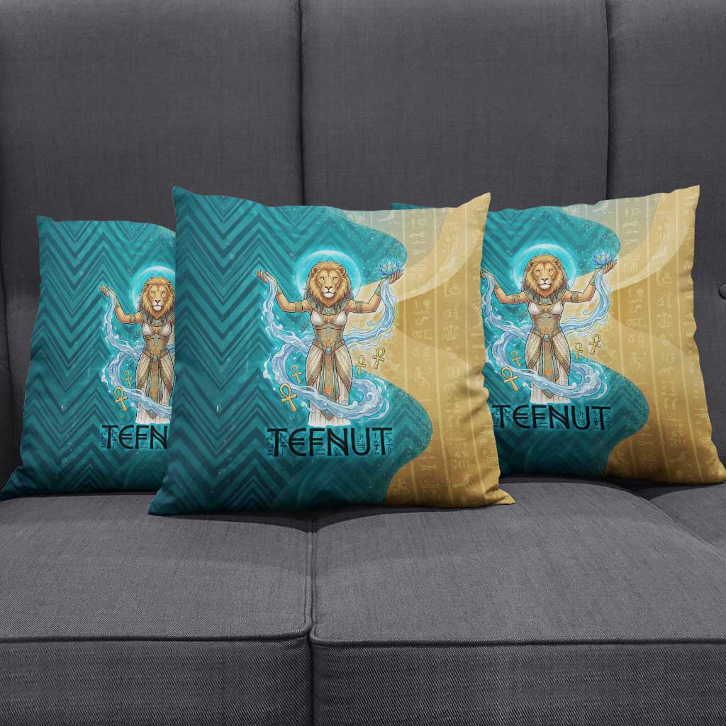 Tefnut Ancient Egyptian Pillow Cover with Water Drop and Lion Symbol