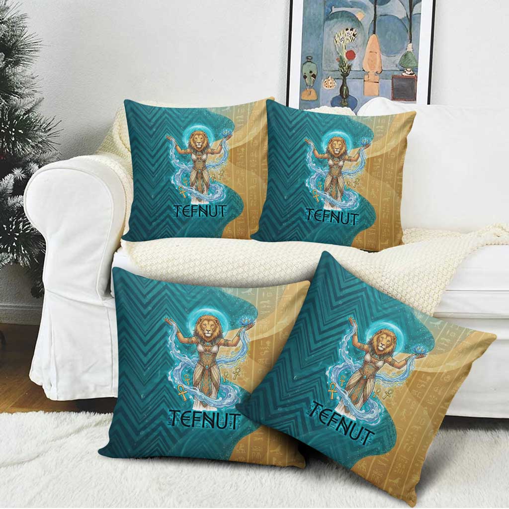 Tefnut Ancient Egyptian Pillow Cover with Water Drop and Lion Symbol