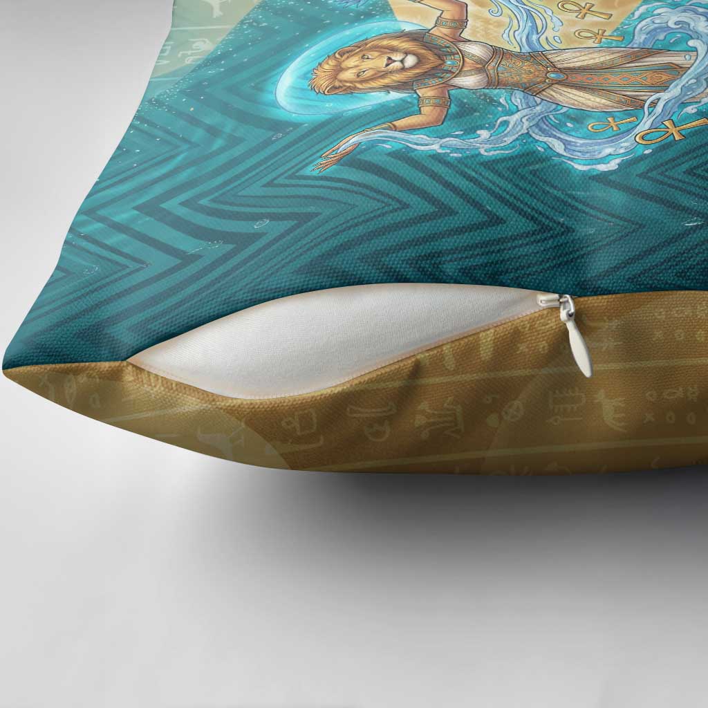 Tefnut Ancient Egyptian Pillow Cover with Water Drop and Lion Symbol